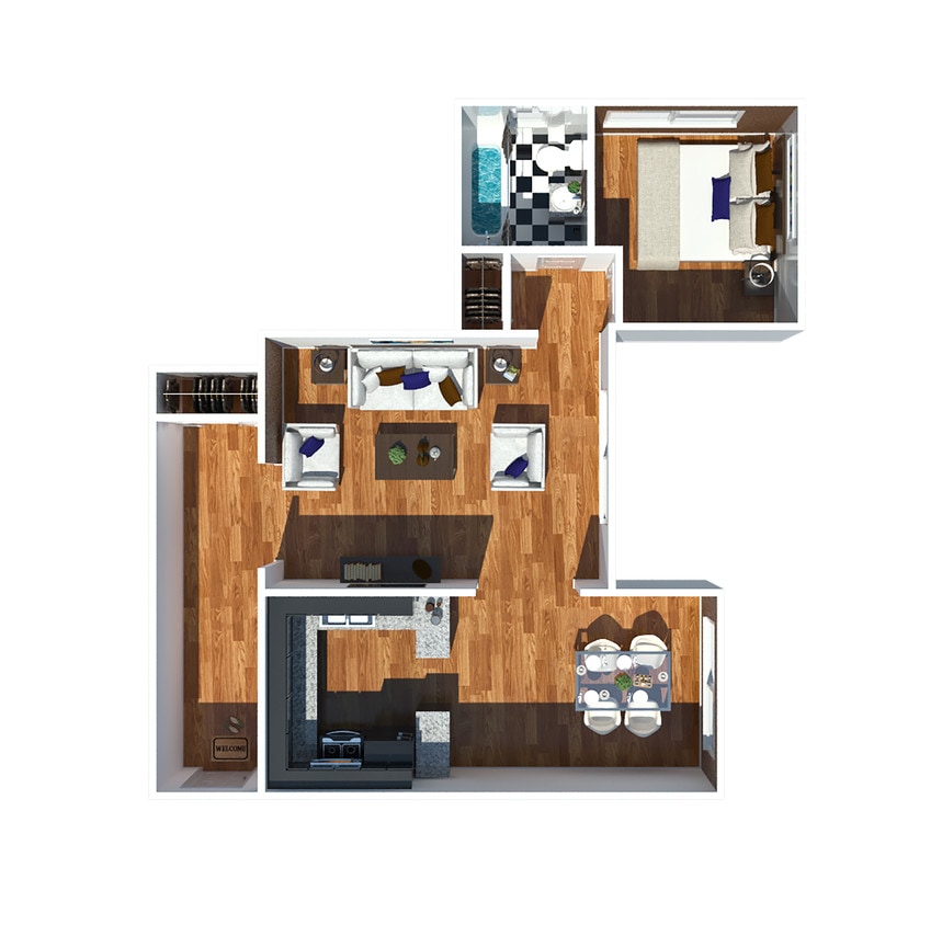 Floor Plan - 1 Bedroom - Stewart