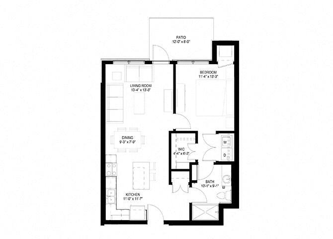 Floor Plan - One Bedroom - E (Balcony)