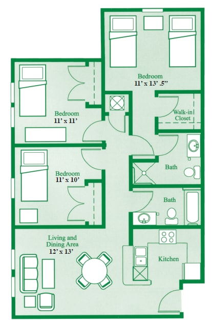 Madison Manor 3.png - 3 bedroom, 2 bathroom