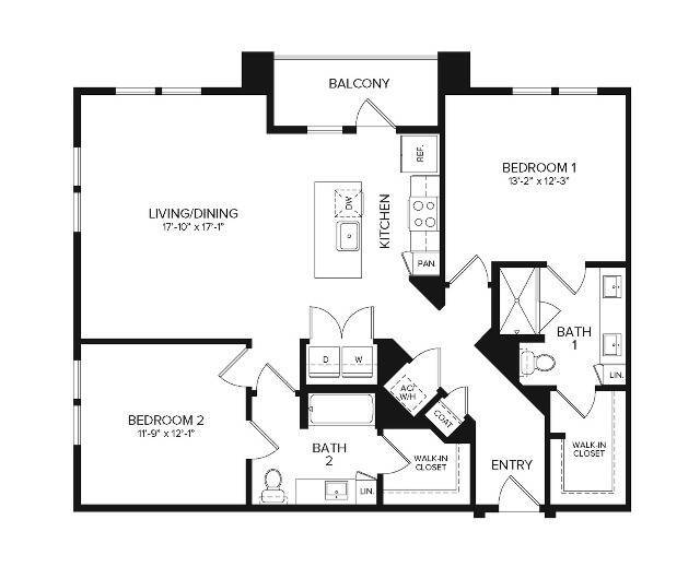 B2 | 2 bed 2 bath | 1247 sq ft - B2