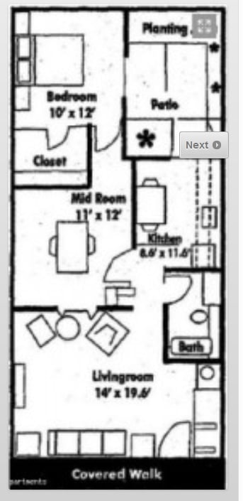 2BR/1BA - 2 Bedroom 