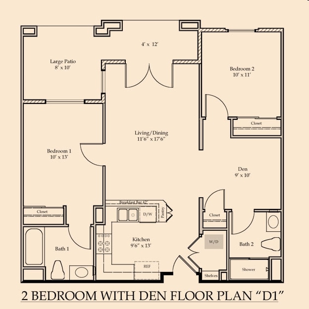 D1 - 2BR + Den