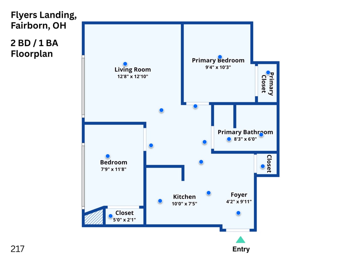 Floor Plan - Flyers Landing: 2 BD / 1 BA (60%)