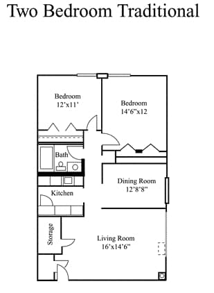 2BR/1BA - 2 Bedroom 