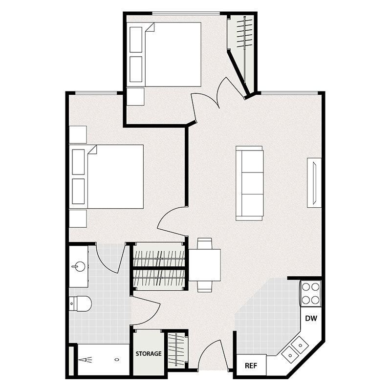 Floor Plan - Two Bedrooms One Bathroom