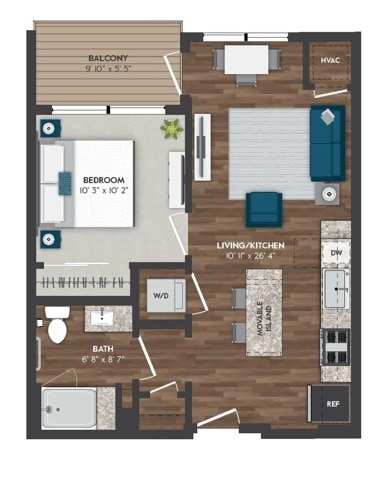 B4 | 1x1 | 582 sq ft - B4