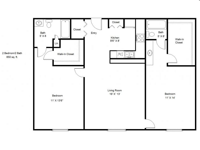2BR/2BA - Two Bedroom
