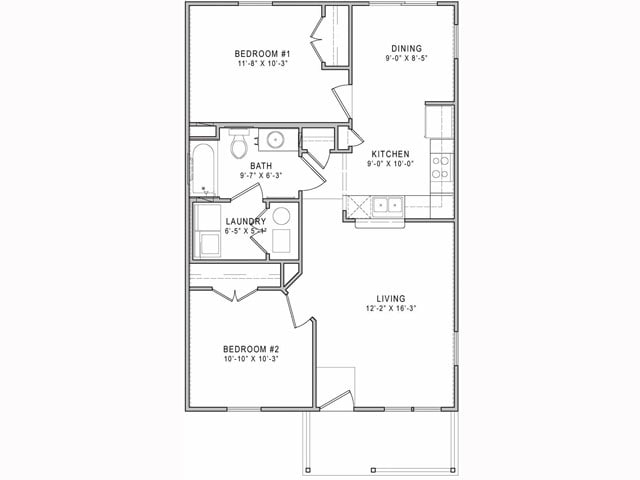 2BR/1BA - Two Bedroom