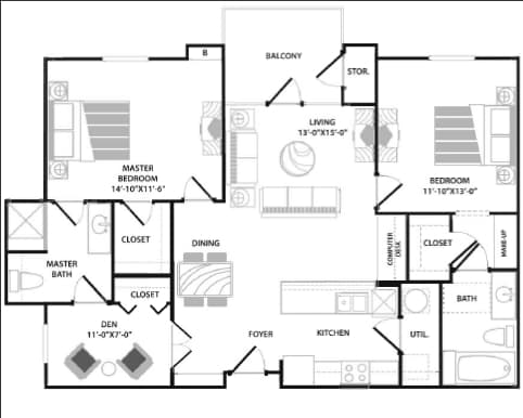 2BR/2BA - 60% 2 Bedroom 2 Bathroom Md