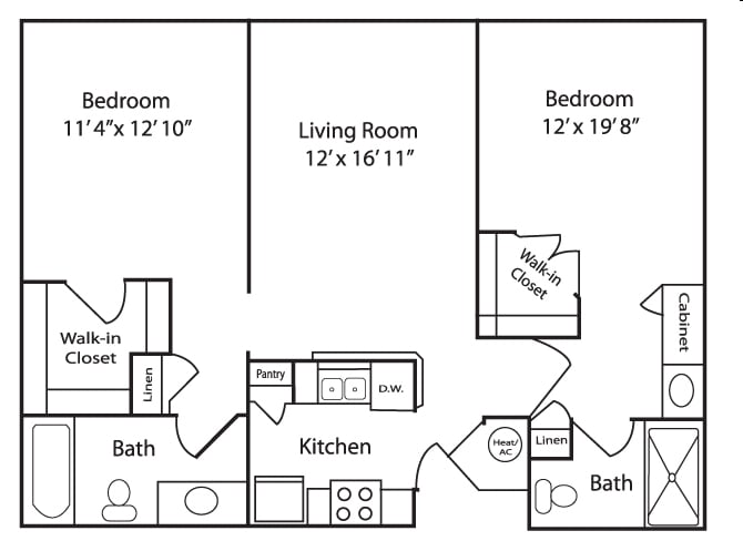2BR/2BA - 2 Bed/2 Bath