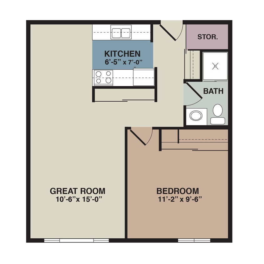 Floor Plan - 1 Bedroom