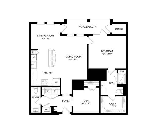Floor plans are artist’s rendering. All dimensions are approximate. Actual product and specifications may vary in dimension or detail. Not all features are available in every apartment. Prices and availability are subject to change. - A4F
