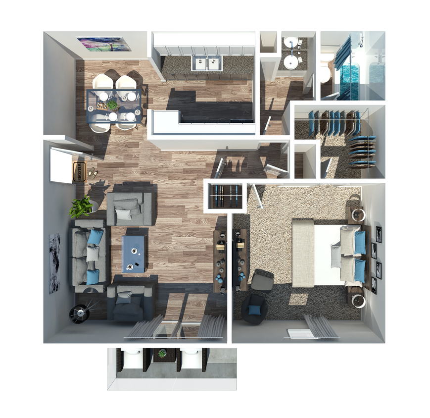 1 Bedroom Floorplan - Hermitage