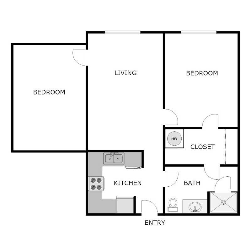 Floor Plan - 2 Bedroom 1 Bathroom
