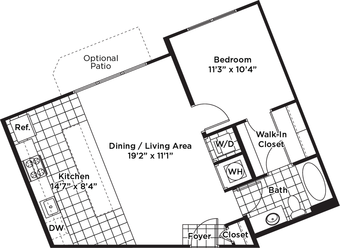 Floor Plan - 1 Bedroom 1 Bath - A11