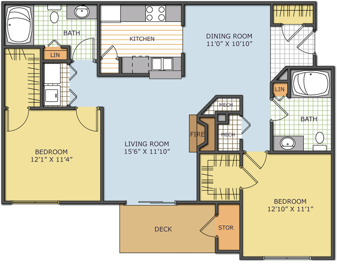 The Palmer - Windsor - 2 Beds - 2 Baths - 1126 Sq. ft. - Windsor