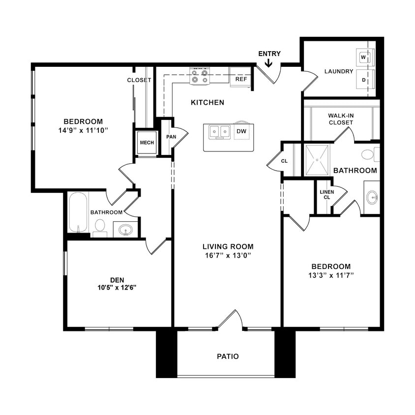 Floor Plan - 2 Bedroom Craftsman Premier Den