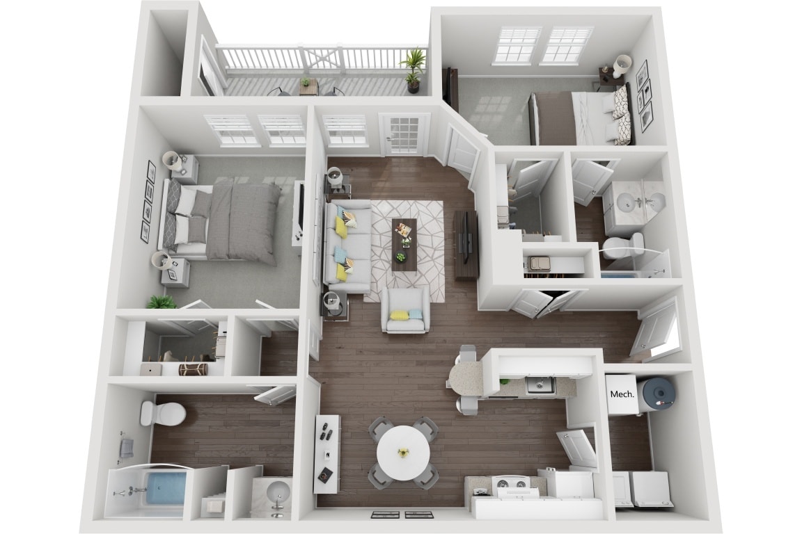 Floor Plan - The Savannah 2 Bedroom 2 Bath