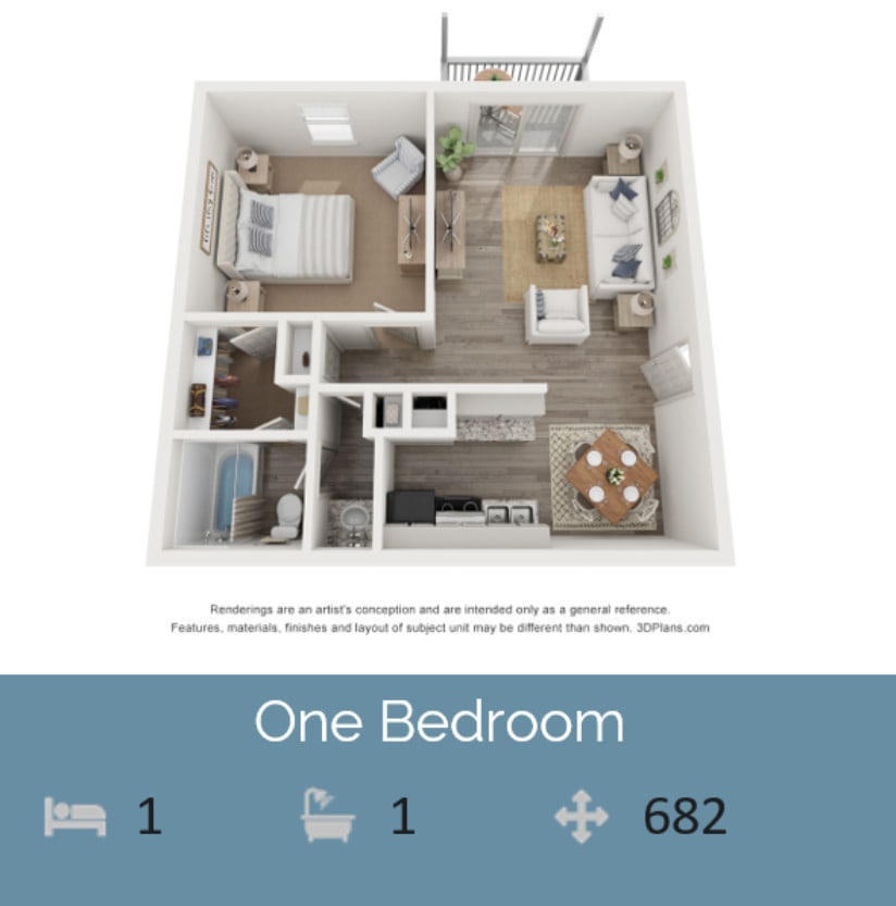 Floor Plan - 1 Bedroom