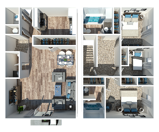 3 Bedroom | 2.5 Bathroom | 1332 Sq Ft - Three Bedroom | Two + 1/2 Bathroom