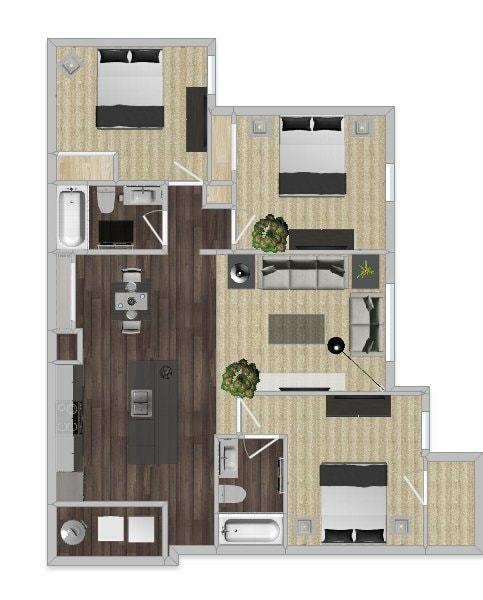 Wellington Park 3 Bed Floor Plan.jpg - Three Bedroom-Two Bath
