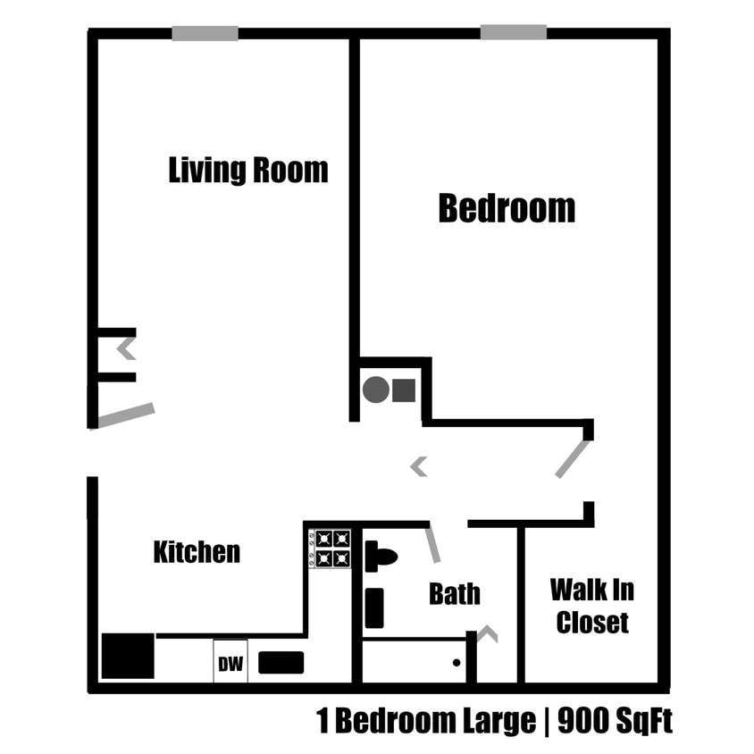 Floor Plan - 1 Bedroom Large