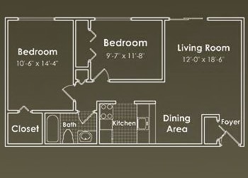 2BR/1BA - 2 Bedroom Standard