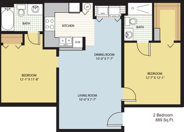 2BR/2BA - Two Bedroom