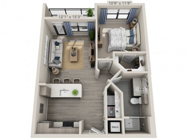 Floor plans are artist’s rendering. All dimensions are approximate. Actual product and specifications may vary in dimension or detail. Not all features are available in every apartment. Prices and availability are subject to change. - A1