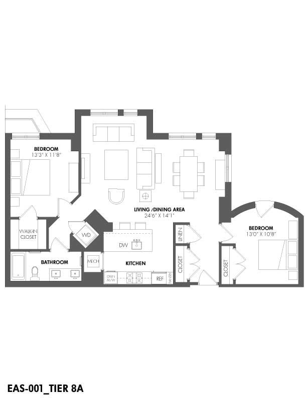 Floor Plan - 2 Bed/1 Bath