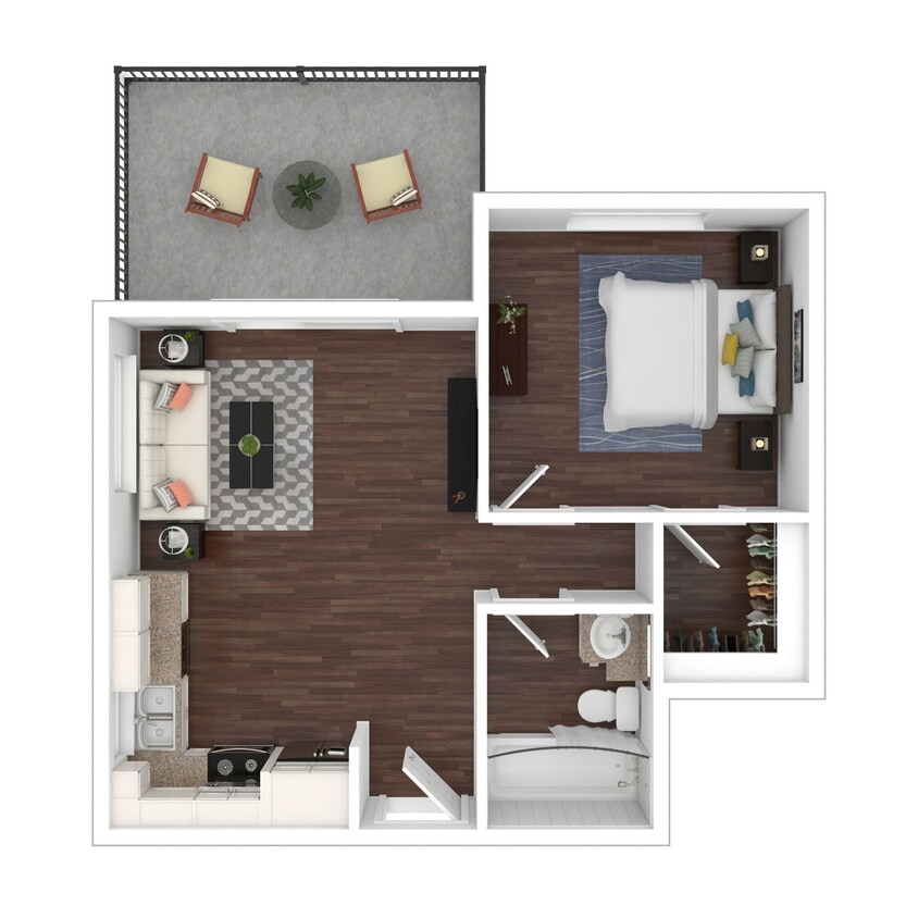 Floor Plan - One Bedroom, One Bath 
