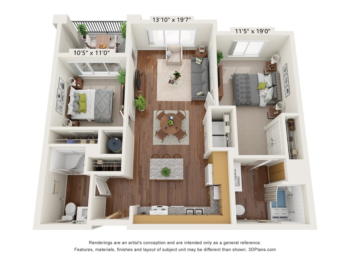 Floor Plan - Two Bedroom - AA (Wheelchair Accessible)