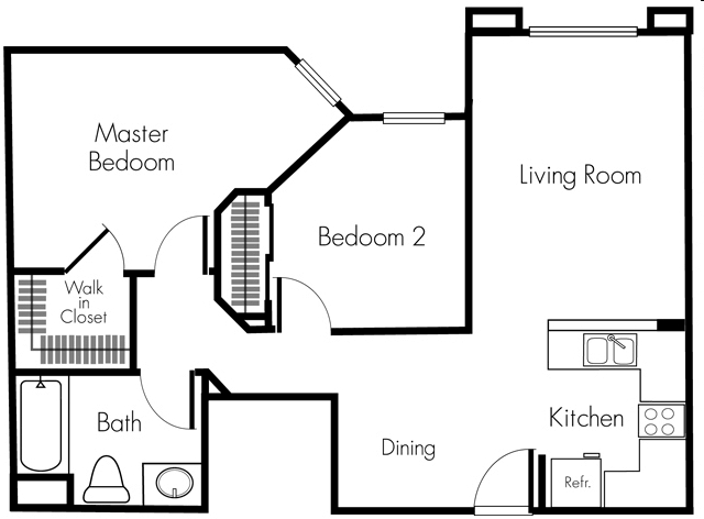 Plan C - 2 Bedroom 1 Bath