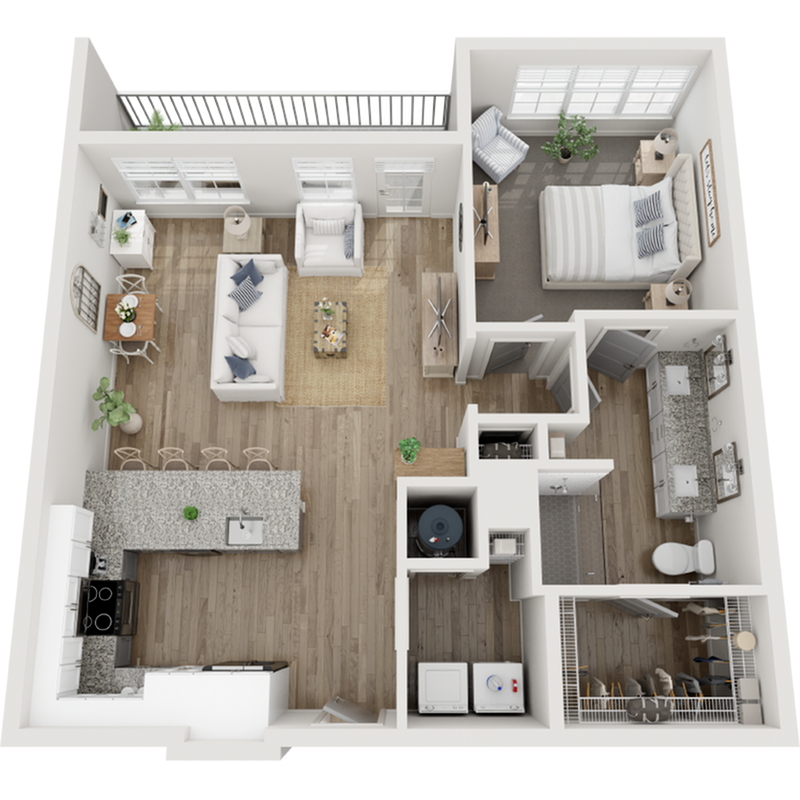 The Heron | 903 SF | 1 BR/1BA Apartment - The Heron
