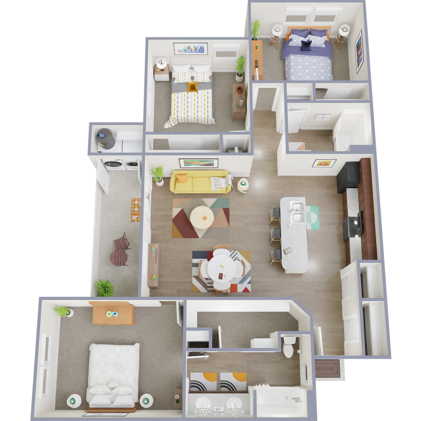 Experience modern living with this thoughtfully designed 3D apartment layout. - C2D