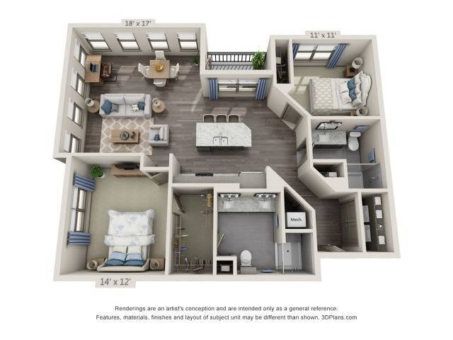 Floor plans are artist’s rendering. All dimensions are approximate. Actual product and specifications may vary in dimension or detail. Not all features are available in every apartment. Prices and availability are subject to change. - Simon