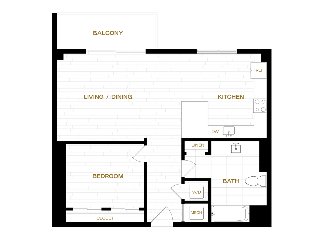 Floor Plan - 1 Bed/1 Bath-A6