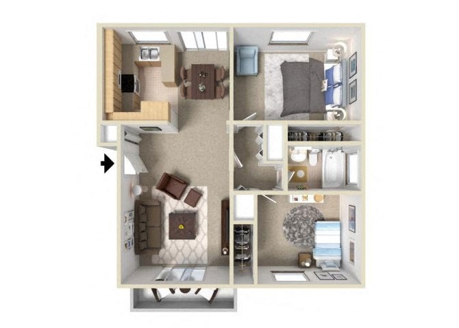 Floor Plan - 2BD, 1BTH