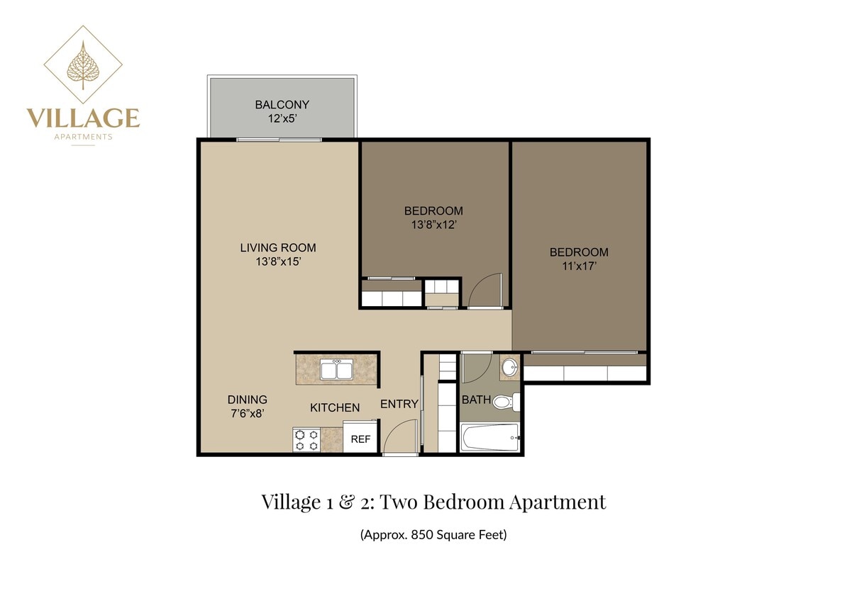 Village 1 & 2 Two Bed - Two Bedroom 1-01
