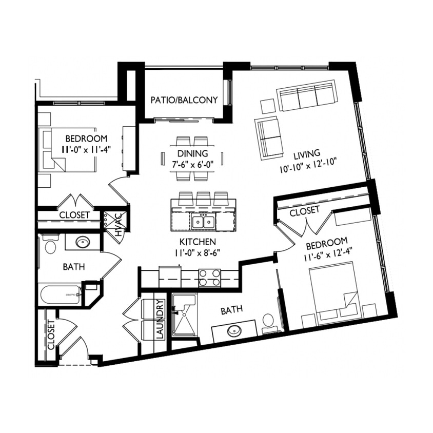 Floor Plan - Two Bedroom - Two Bathroom