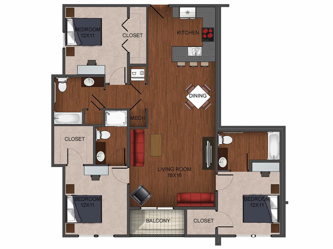3 bedroom apartment home at Township 28 - 3 Bedroom Deluxe