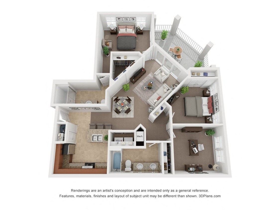 Floor Plan - Two Bedroom w/Den Two Bath (b)
