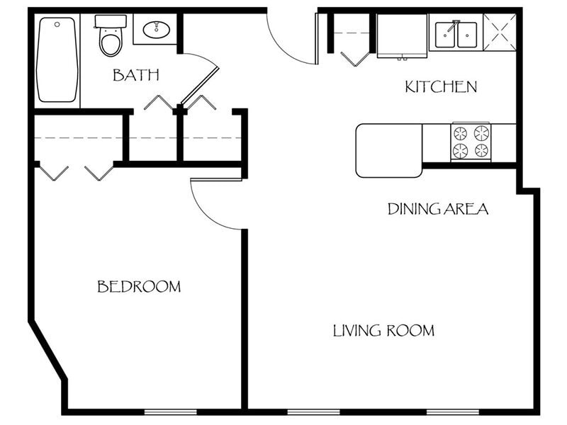 Floor Plan - 1 Bedroom 1 Bath