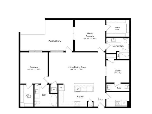 Floor plans are artist’s rendering. All dimensions are approximate. Actual product and specifications may vary in dimension or detail. Not all features are available in every apartment. Prices and availability are subject to change. - B4B