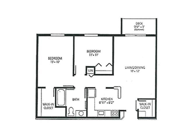 Floor Plan - 2 Bed 1 Bath ~ 780 Sq.Ft.