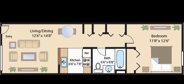 1 Bedroom / 1 Bathroom - One-Bedroom