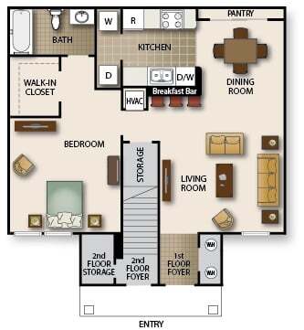 Floor Plan - One Bedroom One Bath (b)