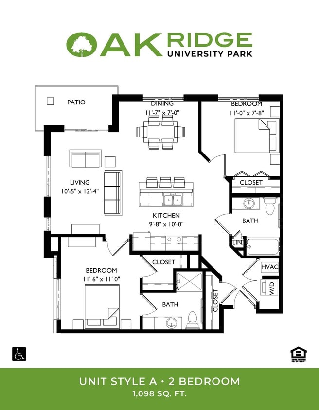 2 Bedroom, 2 Bathroom - A