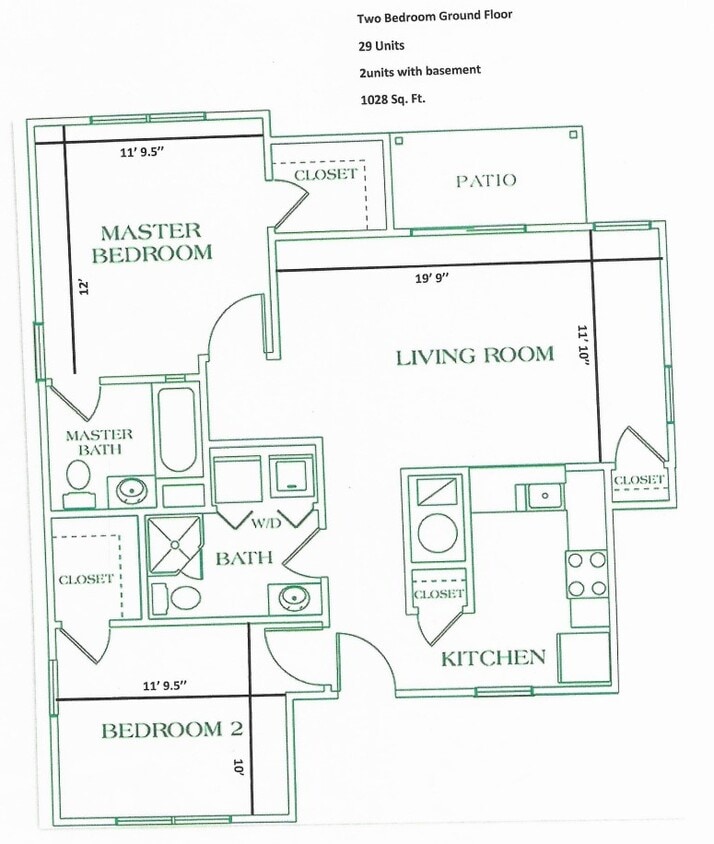 Floor Plan - 2BR/2BA LG Grnd Floor
