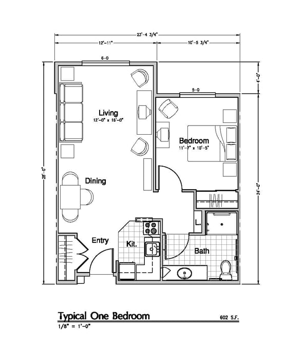 Floor Plan - 1 bedroom 1 bathroom (50%)
